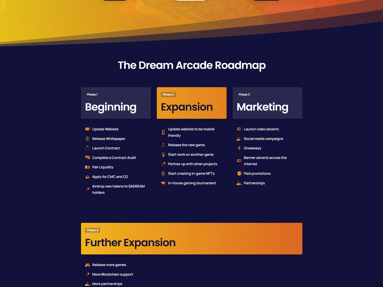 Dream Arcade Web3 Crypto Project website design & development